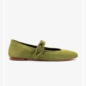 Larroude seaweed Green Suede Verona ballet flat size 8